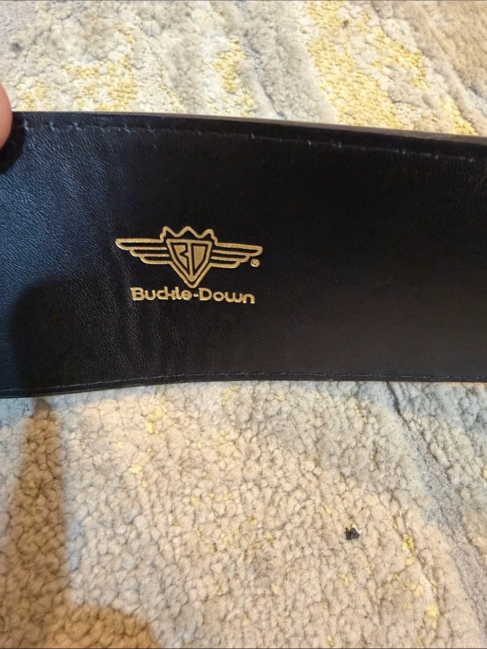 Womens Disney Belt, Signature D Logo Gold Cast Buckle Black, Vegan